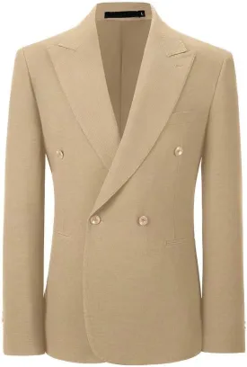 Men's Blazer Knitted Jacket Casual Light Weight Slim Fit Formal Wedding Prom Suit Retro Double-Breasted Jackets Sport Coats