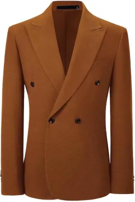Men's Blazer Knitted Jacket Casual Light Weight Slim Fit Formal Wedding Prom Suit Retro Double-Breasted Jackets Sport Coats