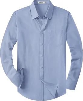 Mens Button Down Shirt Casual Oxford Shirts Untucked Dress Shirt for Men Long Sleeve Button Up Shirt with Pocket