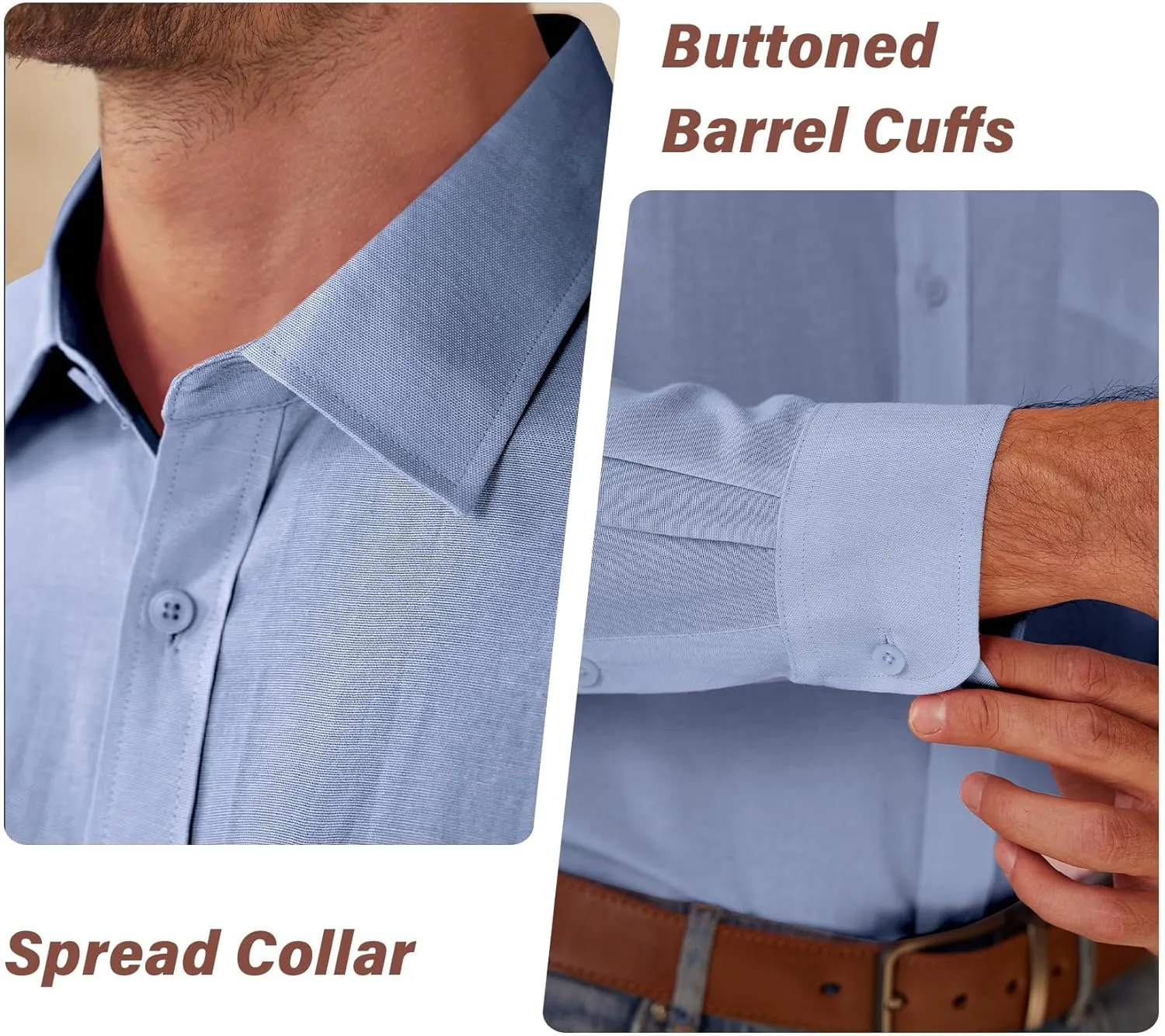 Mens Button Down Shirt Casual Oxford Shirts Untucked Dress Shirt for Men Long Sleeve Button Up Shirt with Pocket