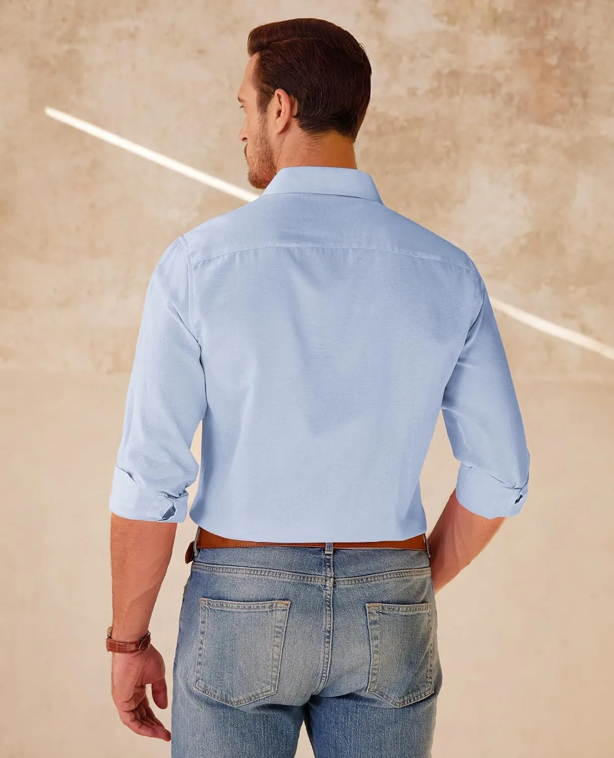 Mens Button Down Shirt Casual Oxford Shirts Untucked Dress Shirt for Men Long Sleeve Button Up Shirt with Pocket