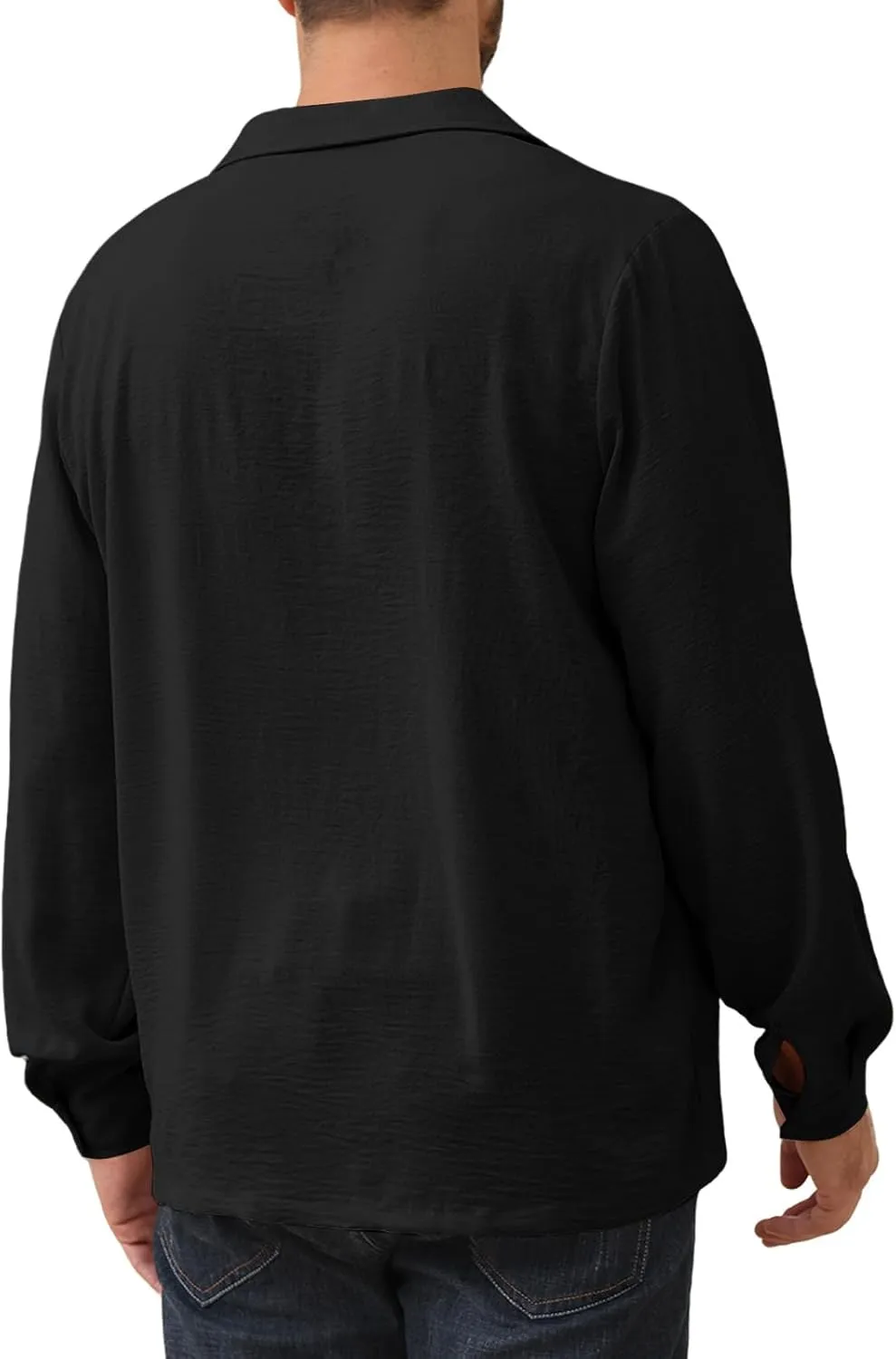 Mens Fashion Polo Shirts Long Sleeve Button Up T Shirts Summer Beach V-Neck Casual Shirts Solid Colour Tops