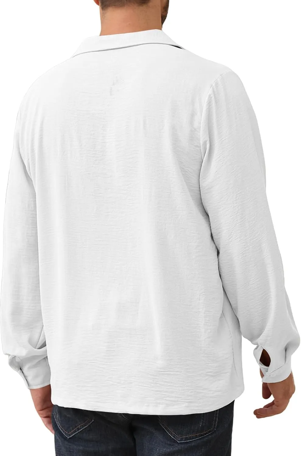 Mens Fashion Polo Shirts Long Sleeve Button Up T Shirts Summer Beach V-Neck Casual Shirts Solid Colour Tops
