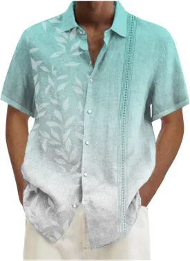Men's Hawaiian Short Sleeve Shirts Summer Casual Floral Button Down Shirts Tropical Holiday Beach Loose Shirt Blouse