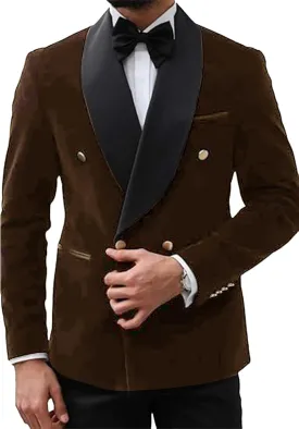 Mens Jacket Paisley Shawl Lapel Double Breasted Blazer Jacket Slim Fit Prom Tuxedo