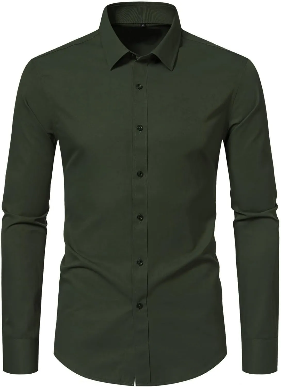 Men's Long Sleeve Button Up Shirts Solid Slim Fit Casual Business Formal Dress Shirt