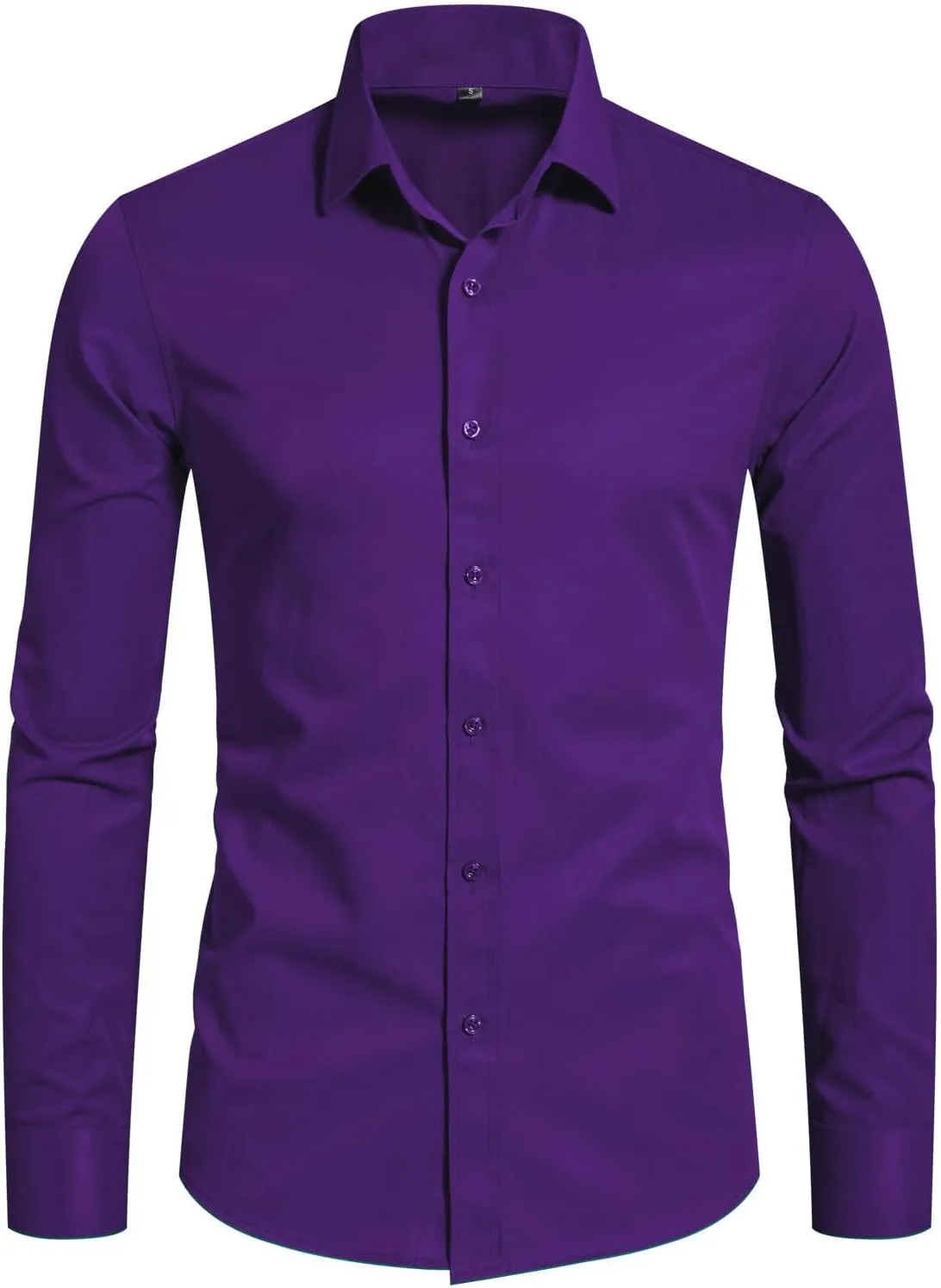 Men's Long Sleeve Button Up Shirts Solid Slim Fit Casual Business Formal Dress Shirt
