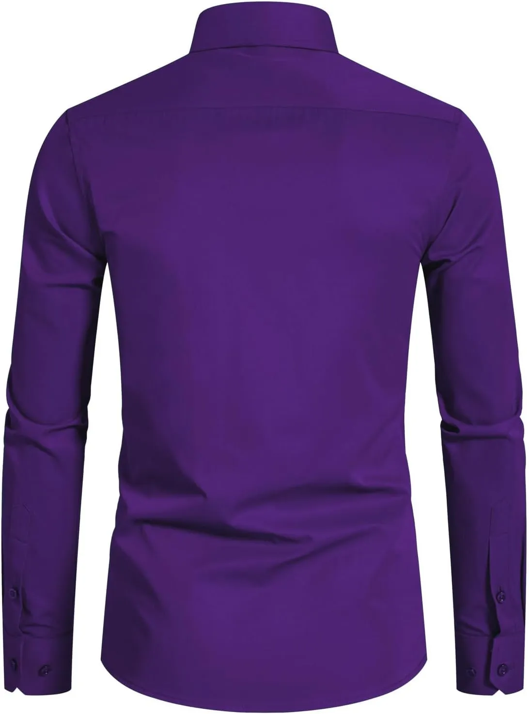 Men's Long Sleeve Button Up Shirts Solid Slim Fit Casual Business Formal Dress Shirt