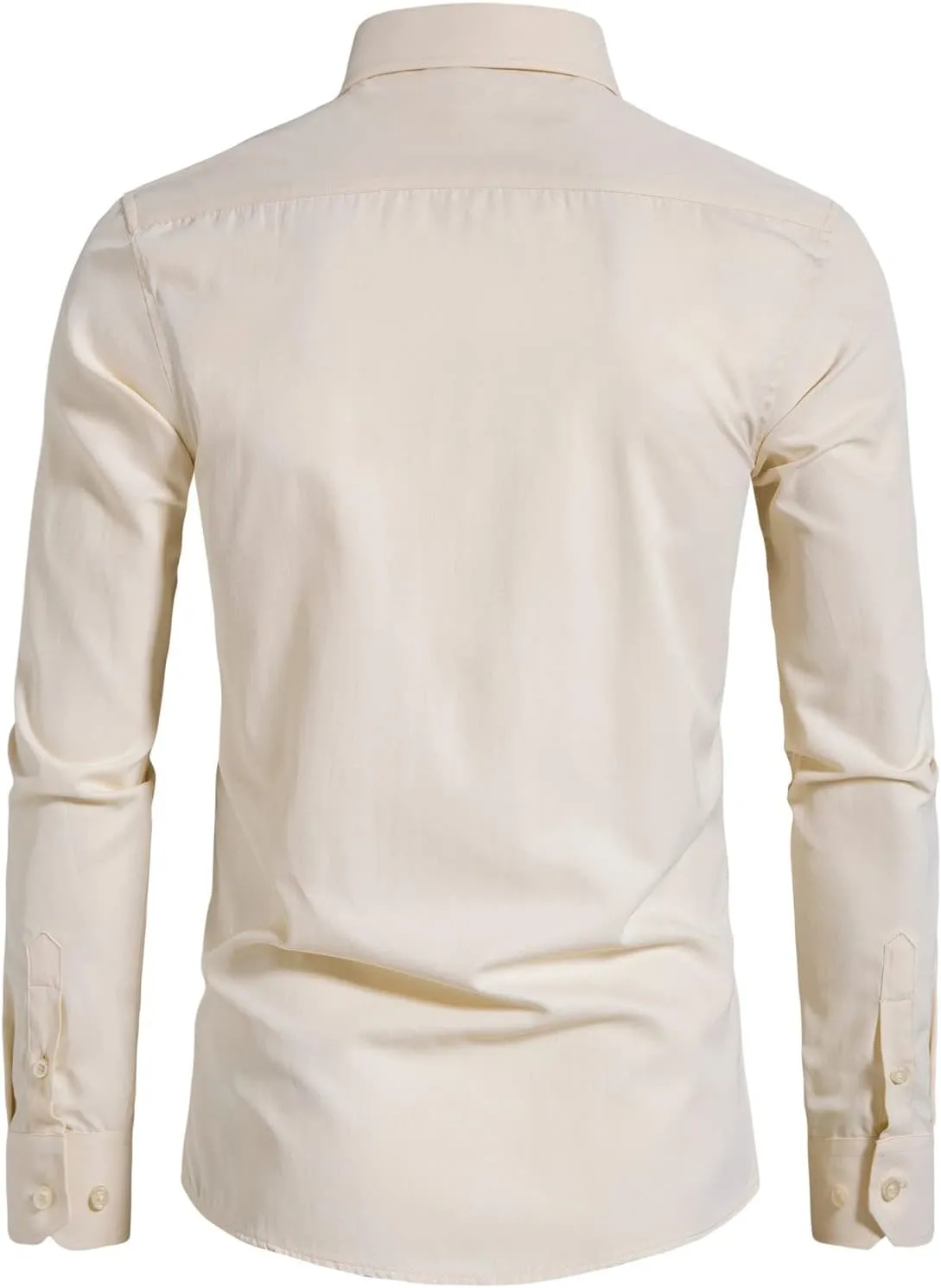 Men's Long Sleeve Button Up Shirts Solid Slim Fit Casual Business Formal Dress Shirt