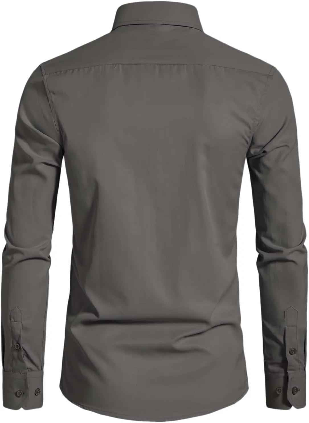 Men's Long Sleeve Button Up Shirts Solid Slim Fit Casual Business Formal Dress Shirt
