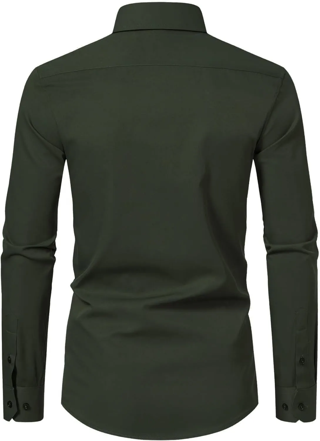 Men's Long Sleeve Button Up Shirts Solid Slim Fit Casual Business Formal Dress Shirt
