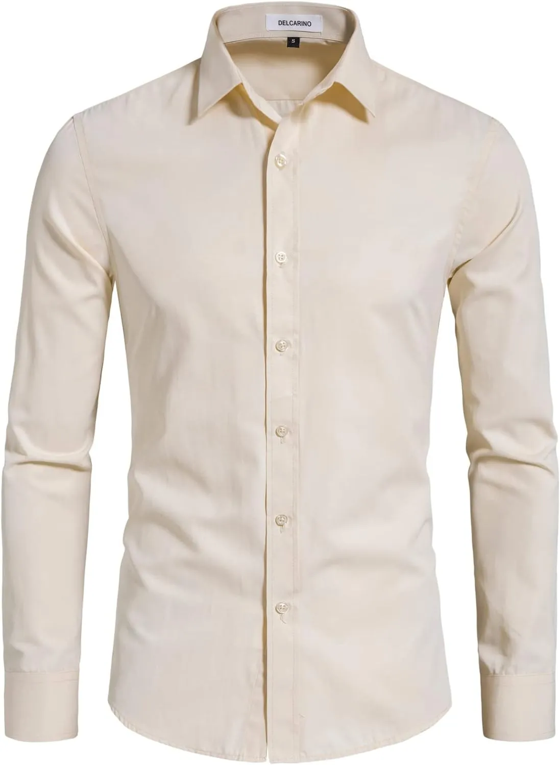 Men's Long Sleeve Button Up Shirts Solid Slim Fit Casual Business Formal Dress Shirt