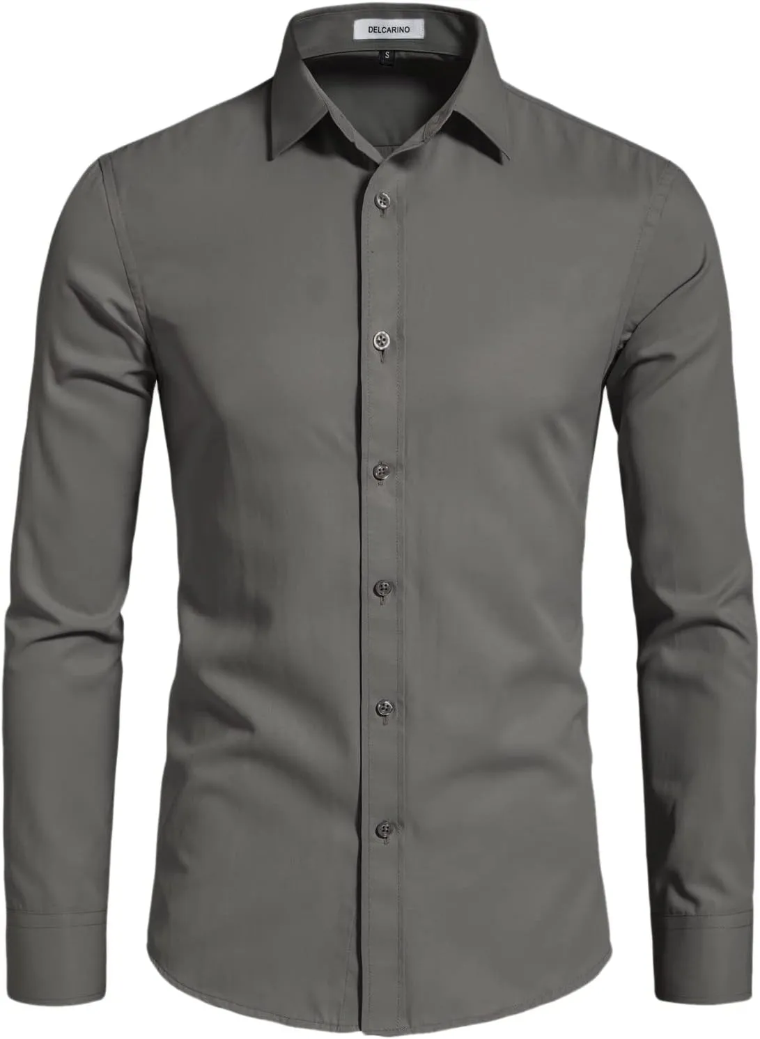 Men's Long Sleeve Button Up Shirts Solid Slim Fit Casual Business Formal Dress Shirt