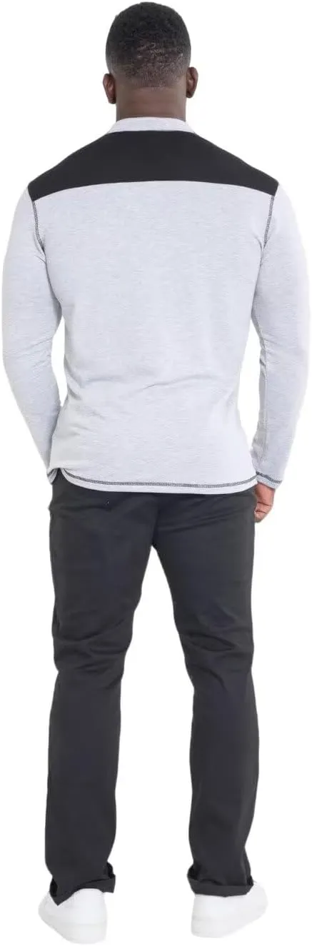 Mens Long Sleeve Polo Shirts Color Block Golf Shirt Quarter Zip Pullover Athletic T Shirts with Pocket
