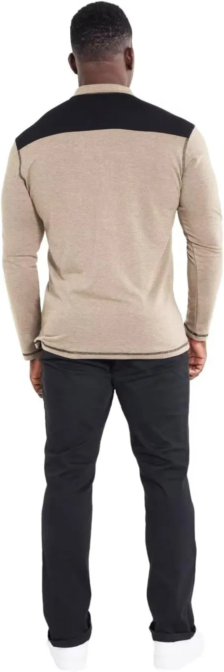 Mens Long Sleeve Polo Shirts Color Block Golf Shirt Quarter Zip Pullover Athletic T Shirts with Pocket