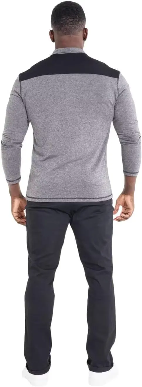 Mens Long Sleeve Polo Shirts Color Block Golf Shirt Quarter Zip Pullover Athletic T Shirts with Pocket