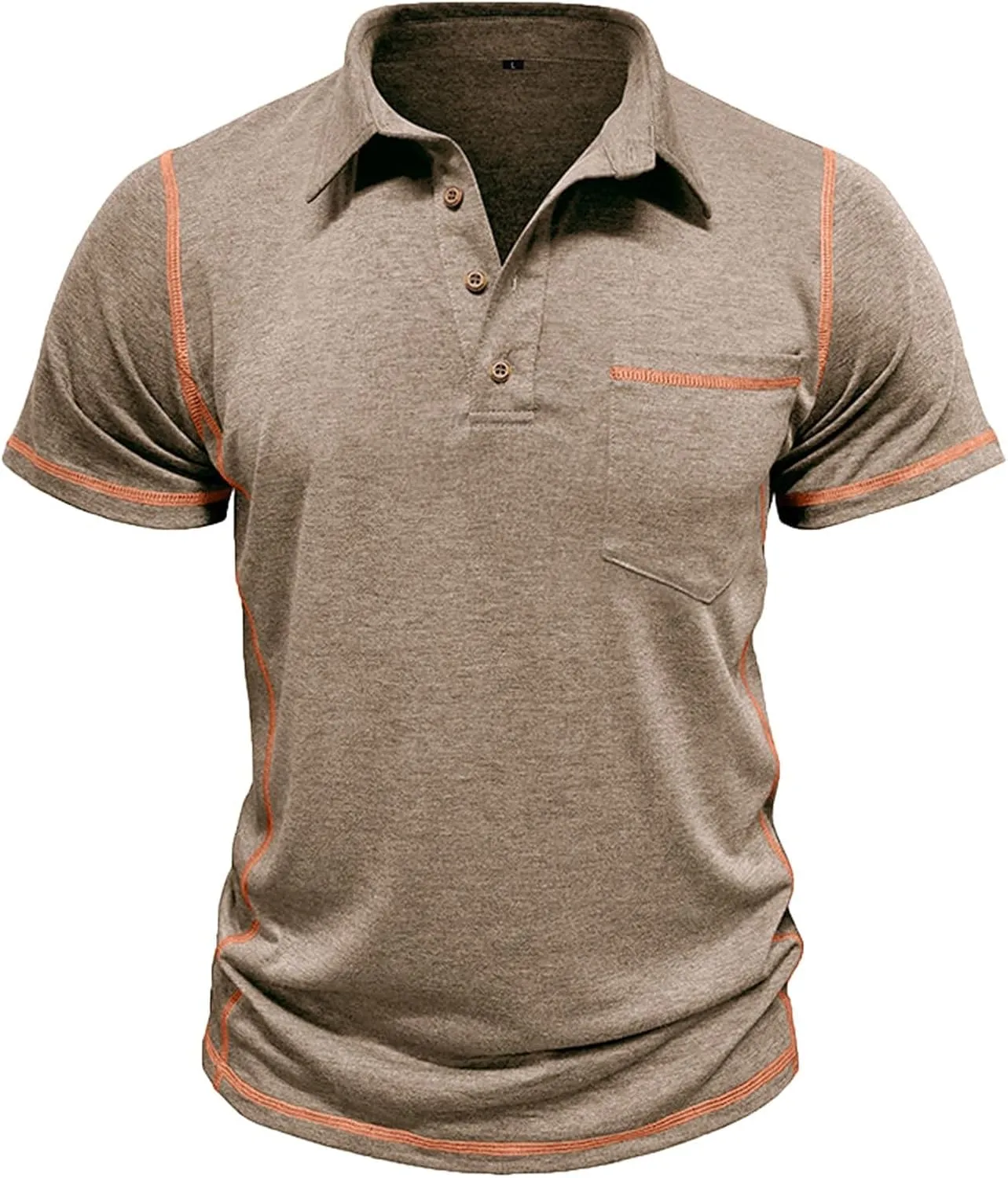 Mens Polo Shirts Short Sleeve Collared Button Polos Moisture Wicking Business Casual Work Golf Shirt with Pocket