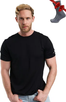 Merino.tech Merino Wool T-Shirt Mens - 100% Organic Merino Wool Undershirt Thermal Shirts for Men and Hiking Socks