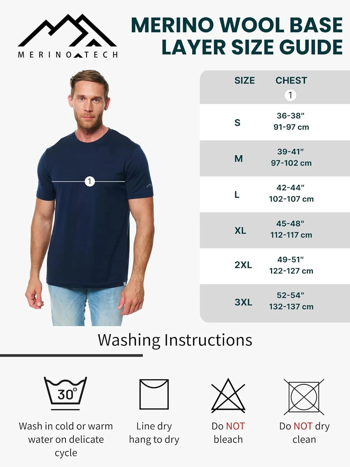 Merino.tech Merino Wool T-Shirt Mens - 100% Organic Merino Wool Undershirt Thermal Shirts for Men and Hiking Socks