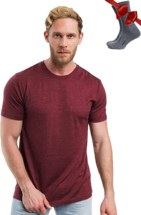Merino.tech Merino Wool T-Shirt Mens - 100% Organic Merino Wool Undershirt Thermal Shirts for Men and Hiking Socks