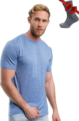 Merino.tech Merino Wool T-Shirt Mens - 100% Organic Merino Wool Undershirt Thermal Shirts for Men and Hiking Socks