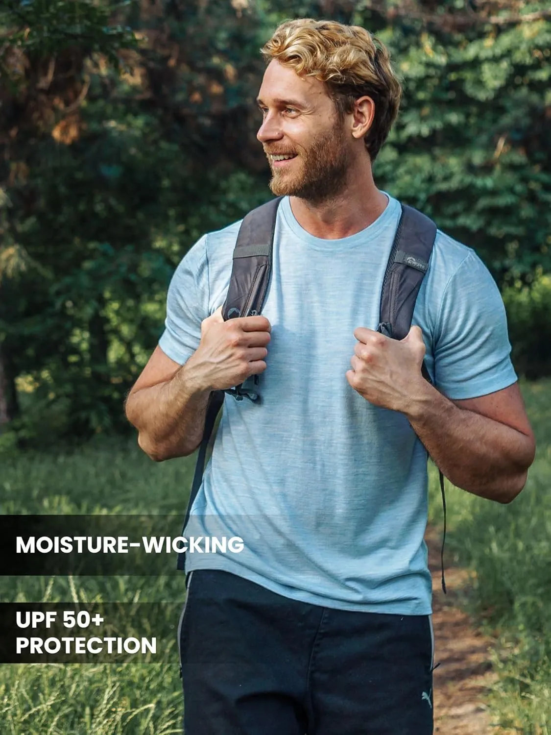 Merino.tech Merino Wool T-Shirt Mens - 100% Organic Merino Wool Undershirt Thermal Shirts for Men and Hiking Socks
