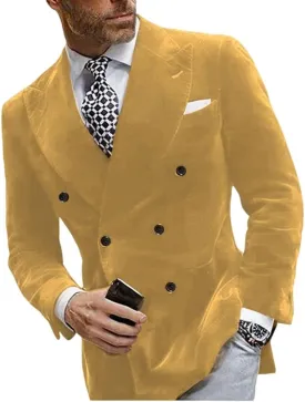 Mi Bo Tong Mens Velvet Blazer Jacket Double Breasted Notch Lapel Dinner Suit Jacket Prom Party Coat