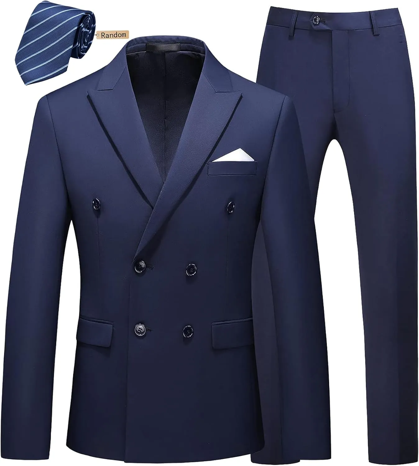MOGU Mens 2 Piece Double Breasted Suit Slim Fit Tuxedo Blazer and Pants for Wedding Prom Homecoming