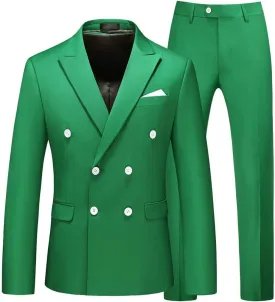 MOGU Mens 2 Piece Double Breasted Suit Slim Fit Tuxedo Blazer and Pants for Wedding Prom Homecoming