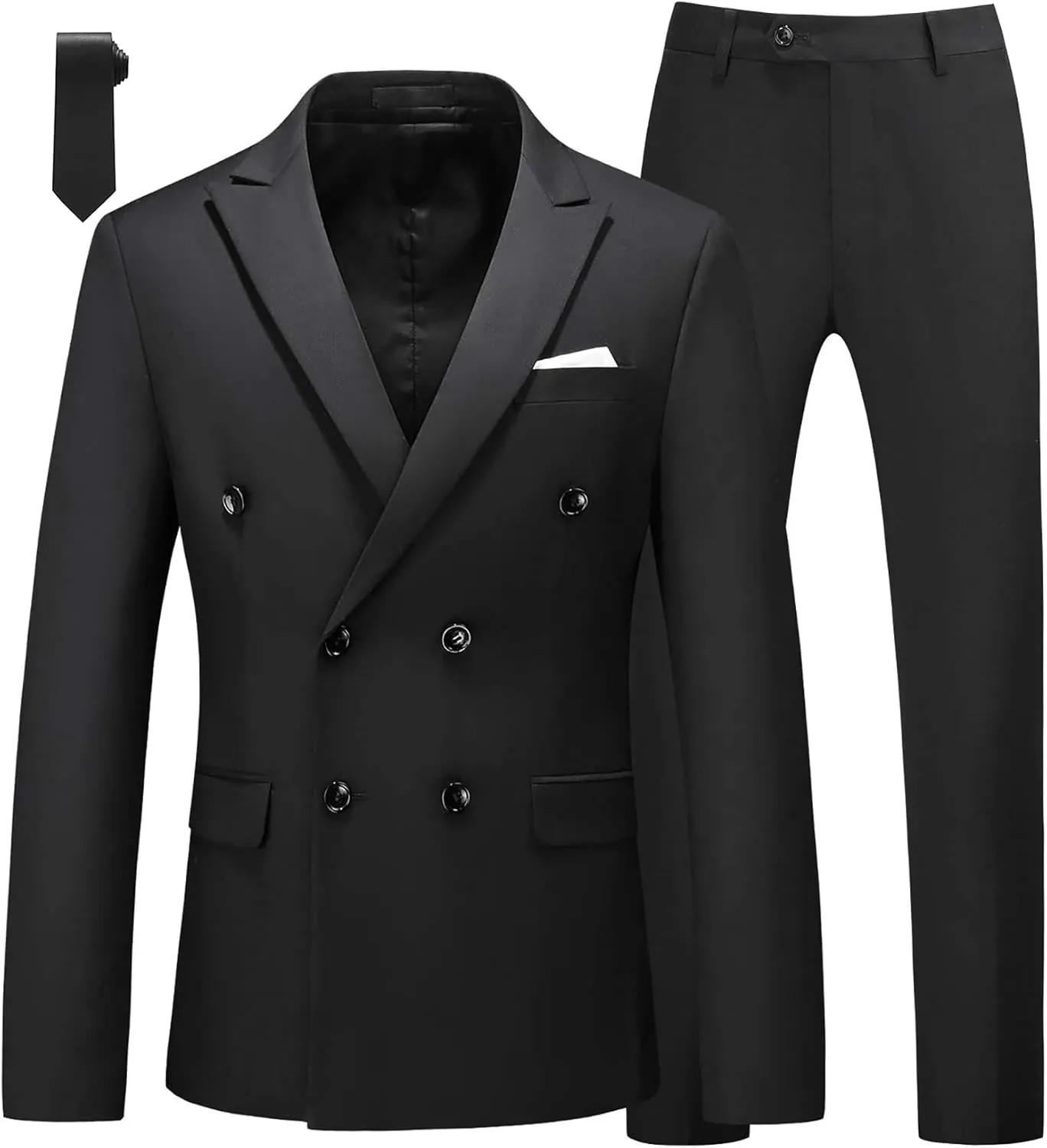MOGU Mens 2 Piece Double Breasted Suit Slim Fit Tuxedo Blazer and Pants for Wedding Prom Homecoming