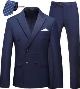 MOGU Mens 2 Piece Double Breasted Suit Slim Fit Tuxedo Blazer and Pants for Wedding Prom Homecoming