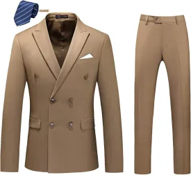 MOGU Mens 2 Piece Double Breasted Suit Slim Fit Tuxedo Blazer and Pants for Wedding Prom Homecoming