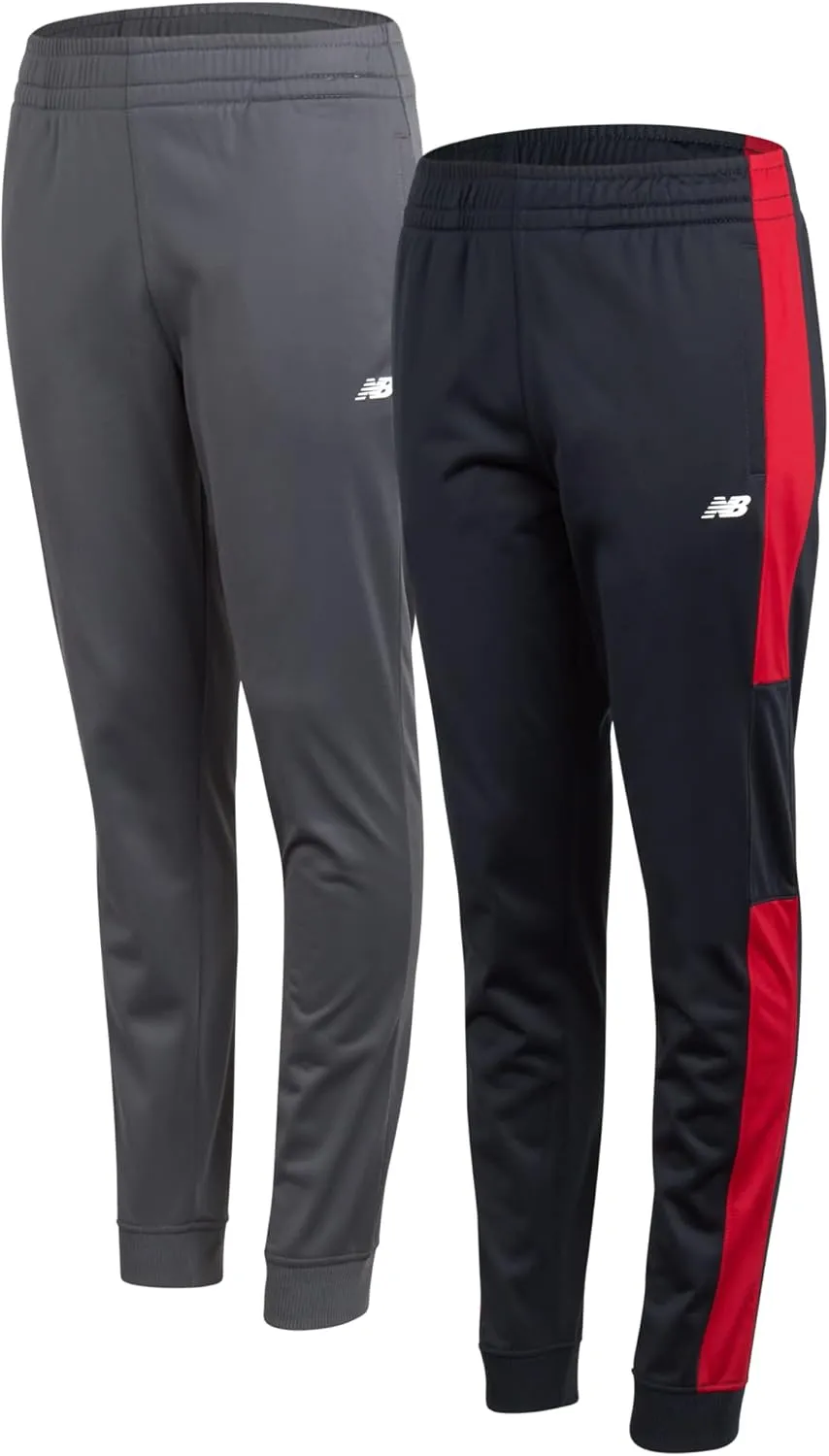 New Balance Boys Sweatpants - 2 Pack Performance Tricot Activewear Boys Joggers Athletic Pants with Zip Pockets (Size: 4-20)