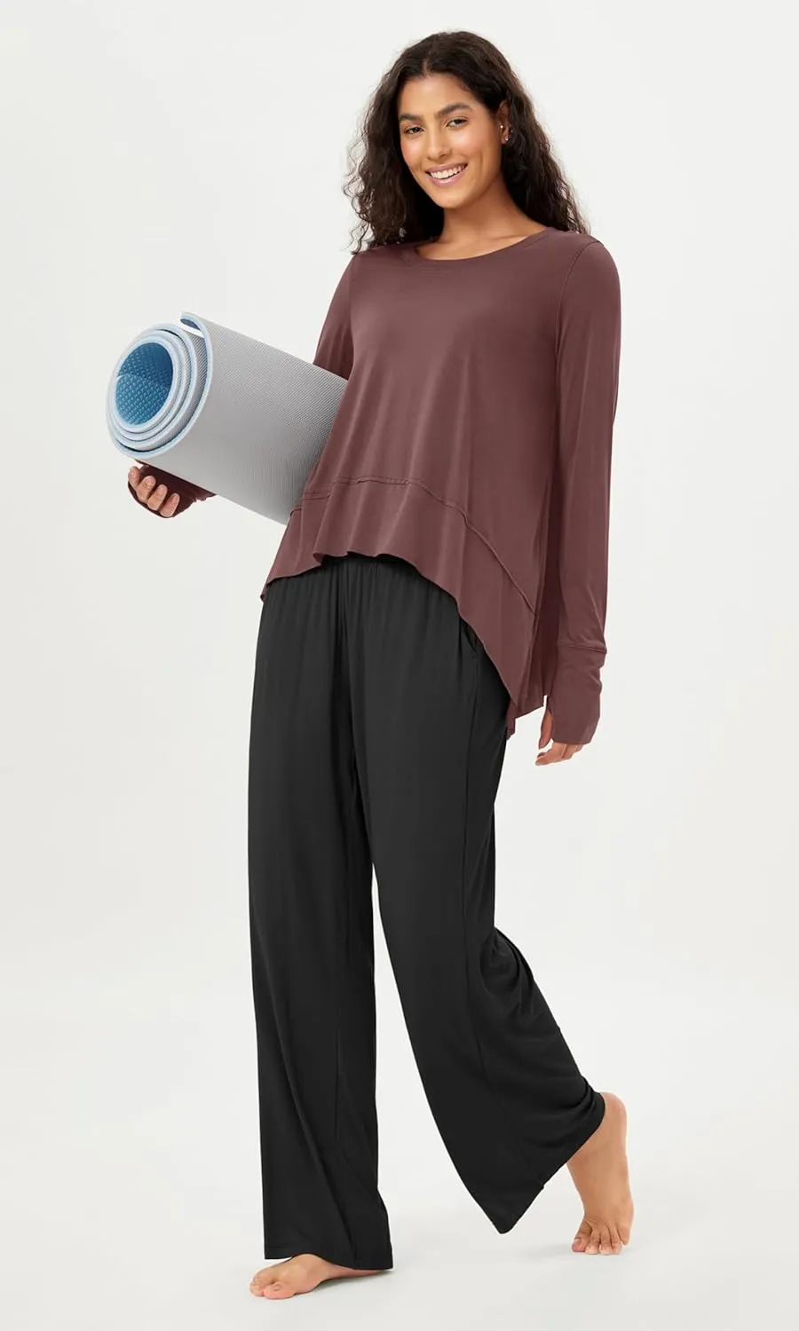 ODODOS Women's Modal Soft Long Sleeve Tee with Thumb Hole Athletic Gym Workout Tops Yoga Shirts