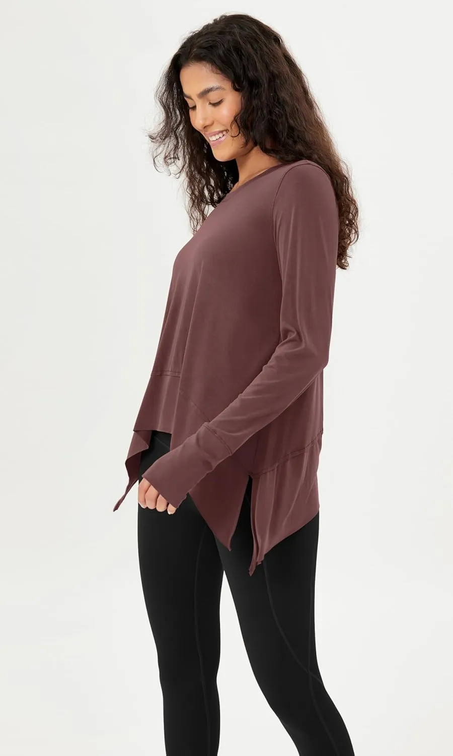 ODODOS Women's Modal Soft Long Sleeve Tee with Thumb Hole Athletic Gym Workout Tops Yoga Shirts