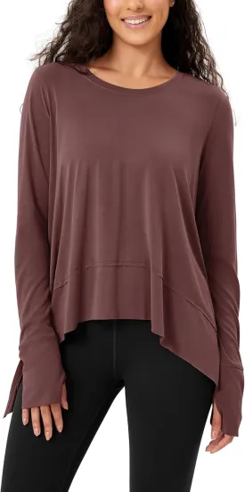 ODODOS Women's Modal Soft Long Sleeve Tee with Thumb Hole Athletic Gym Workout Tops Yoga Shirts