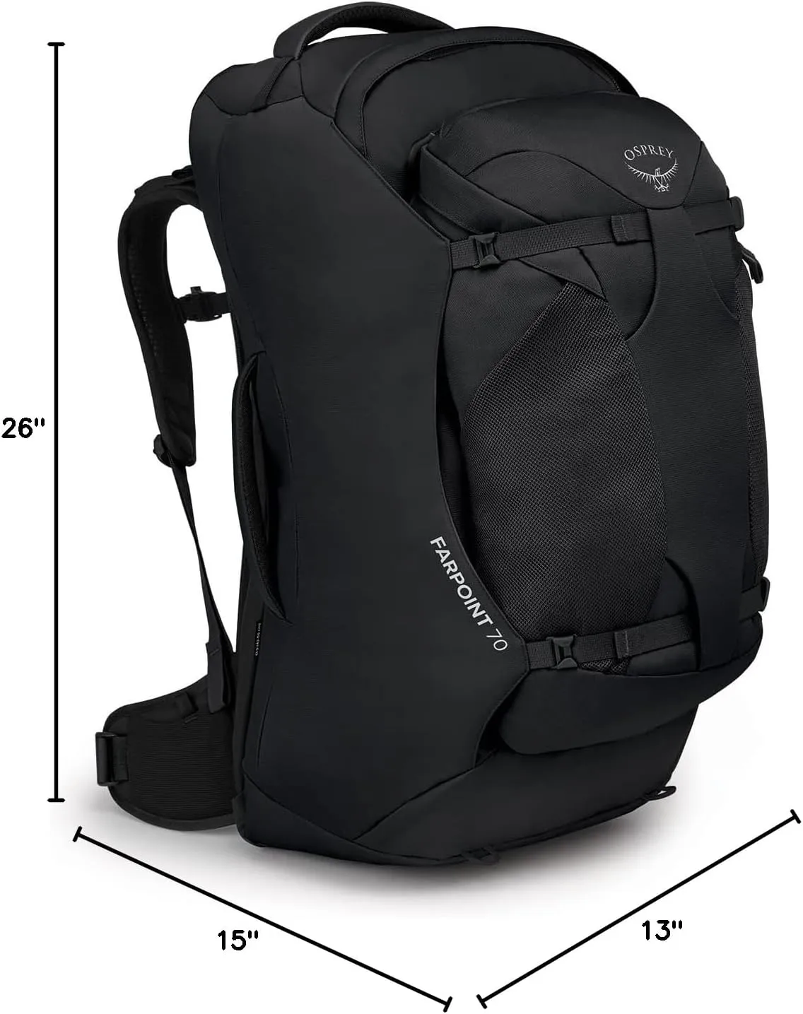 Osprey Farpoint 70L Men's Travel Backpack, Black