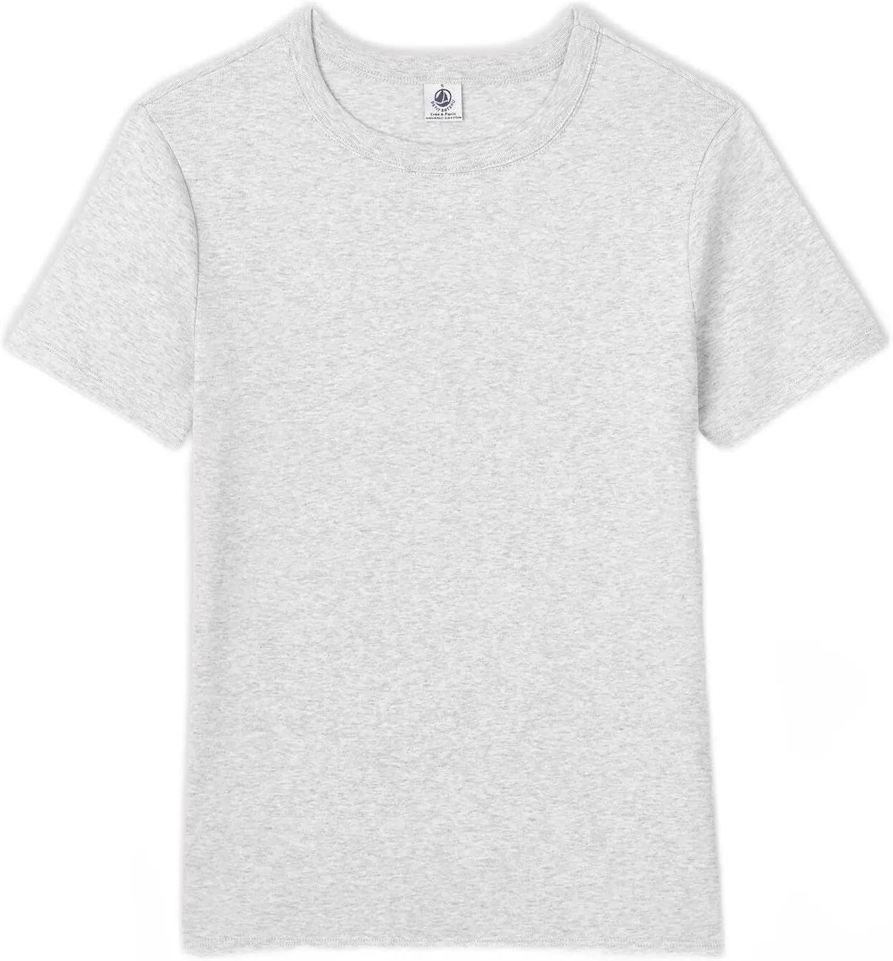 Petit Bateau Women's Iconic Organic Cotton Round Neck T-Shirt Light Grey Style A03Z2-14895 Sizes XXS-L