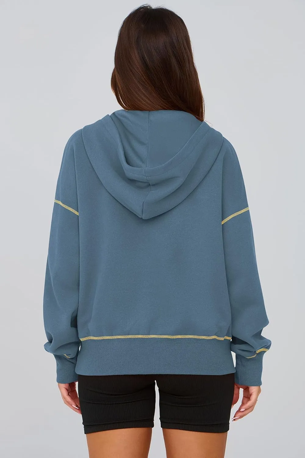 PRETTYGARDEN Women's Hooded Sweatshirts Long Sleeve Half Zip Cropped Hoodie Pullover Winter Fashion Clothes