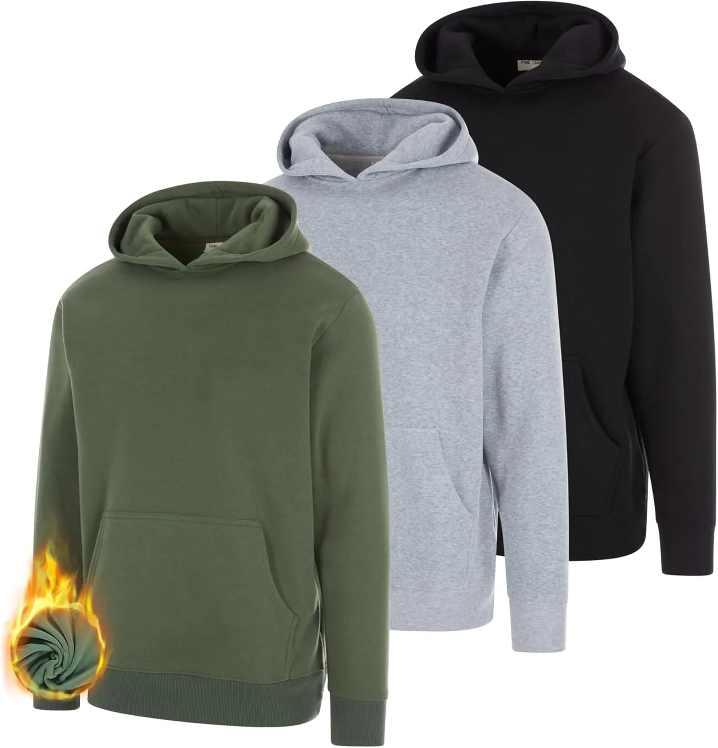PURE CHAMP 3 Pack Fleece Hoodies for Men Long Sleeve Essentials Hoodie Cotton Active Athletic Workout Sweatshirts for Men