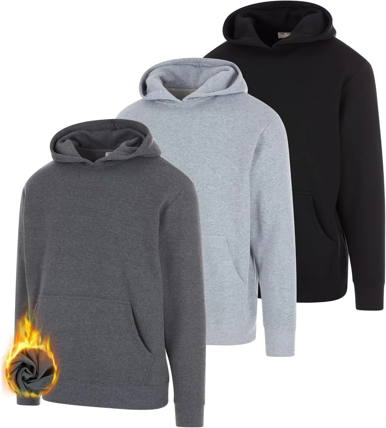 PURE CHAMP 3 Pack Fleece Hoodies for Men Long Sleeve Essentials Hoodie Cotton Active Athletic Workout Sweatshirts for Men