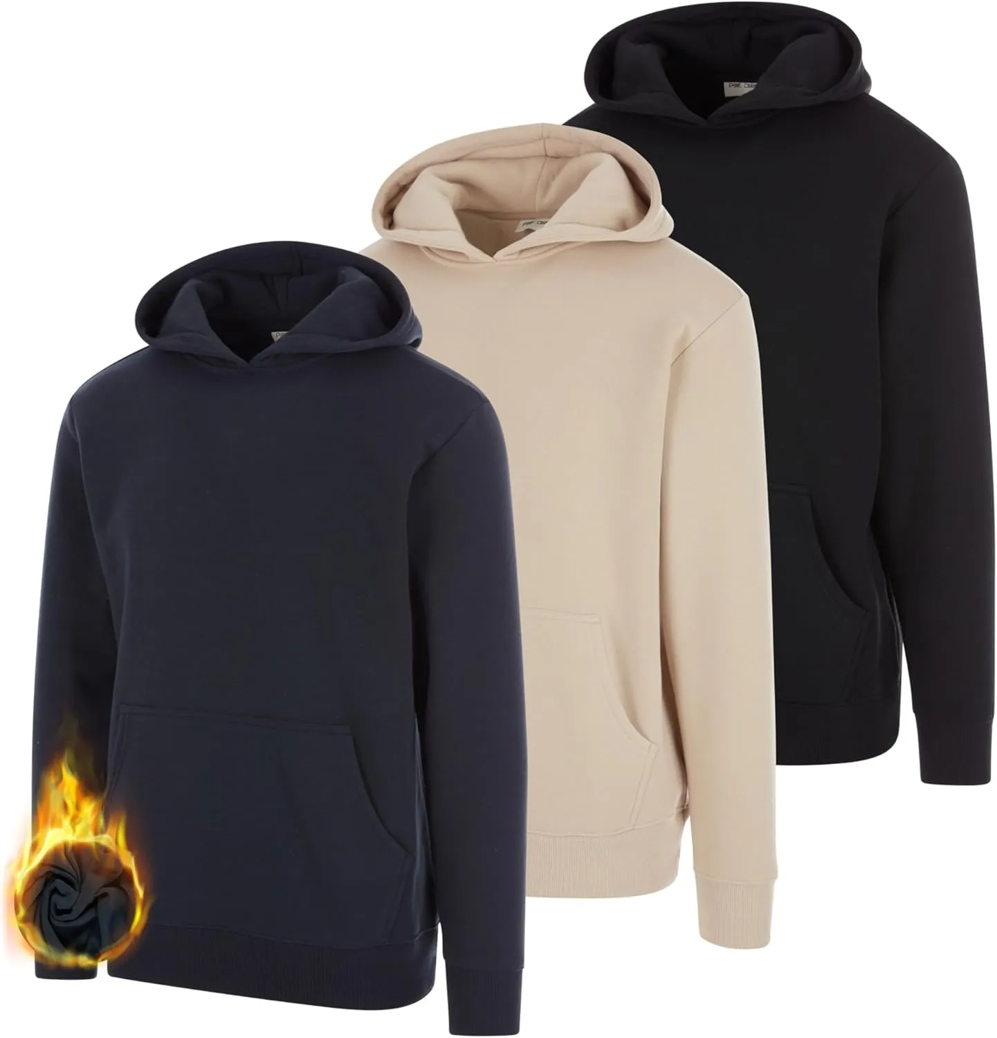 PURE CHAMP 3 Pack Fleece Hoodies for Men Long Sleeve Essentials Hoodie Cotton Active Athletic Workout Sweatshirts for Men