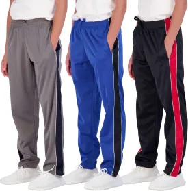 Real Essentials 3 Pack: Boys' Tricot Open Bottom Fleece-Lined Sweatpants with Pockets