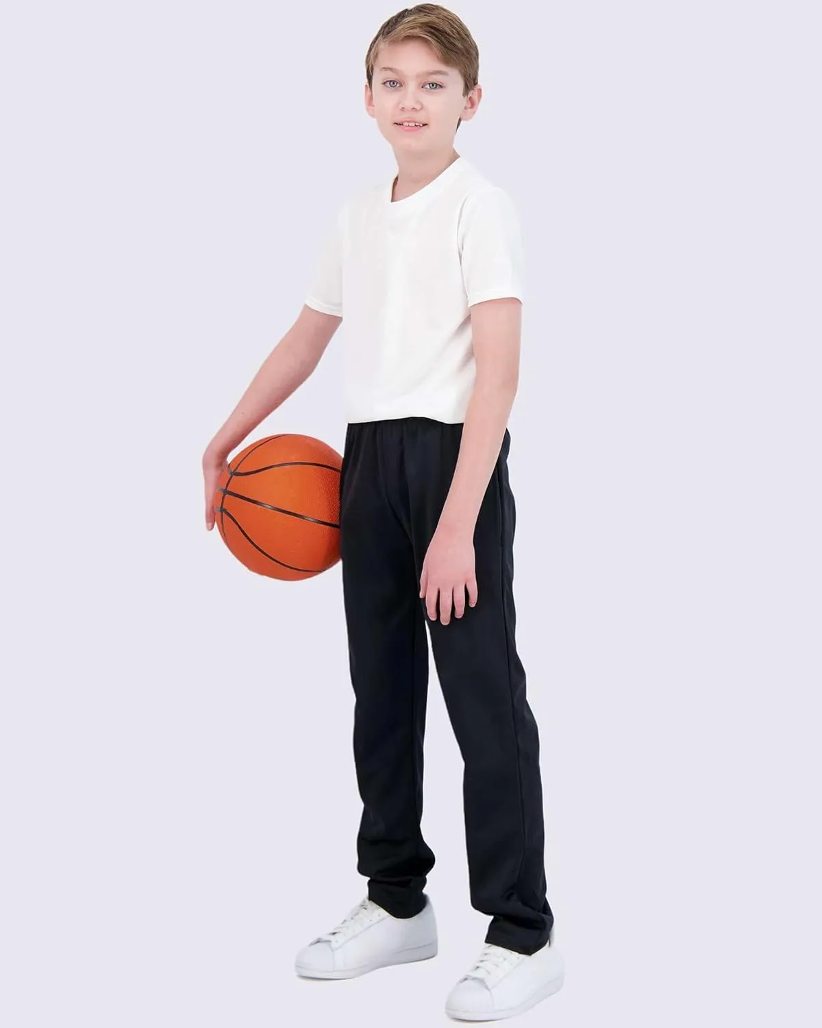 Real Essentials 3 Pack: Boys' Tricot Open Bottom Fleece-Lined Sweatpants with Pockets