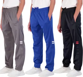 Real Essentials 3 Pack: Boys' Tricot Open Bottom Fleece-Lined Sweatpants with Pockets
