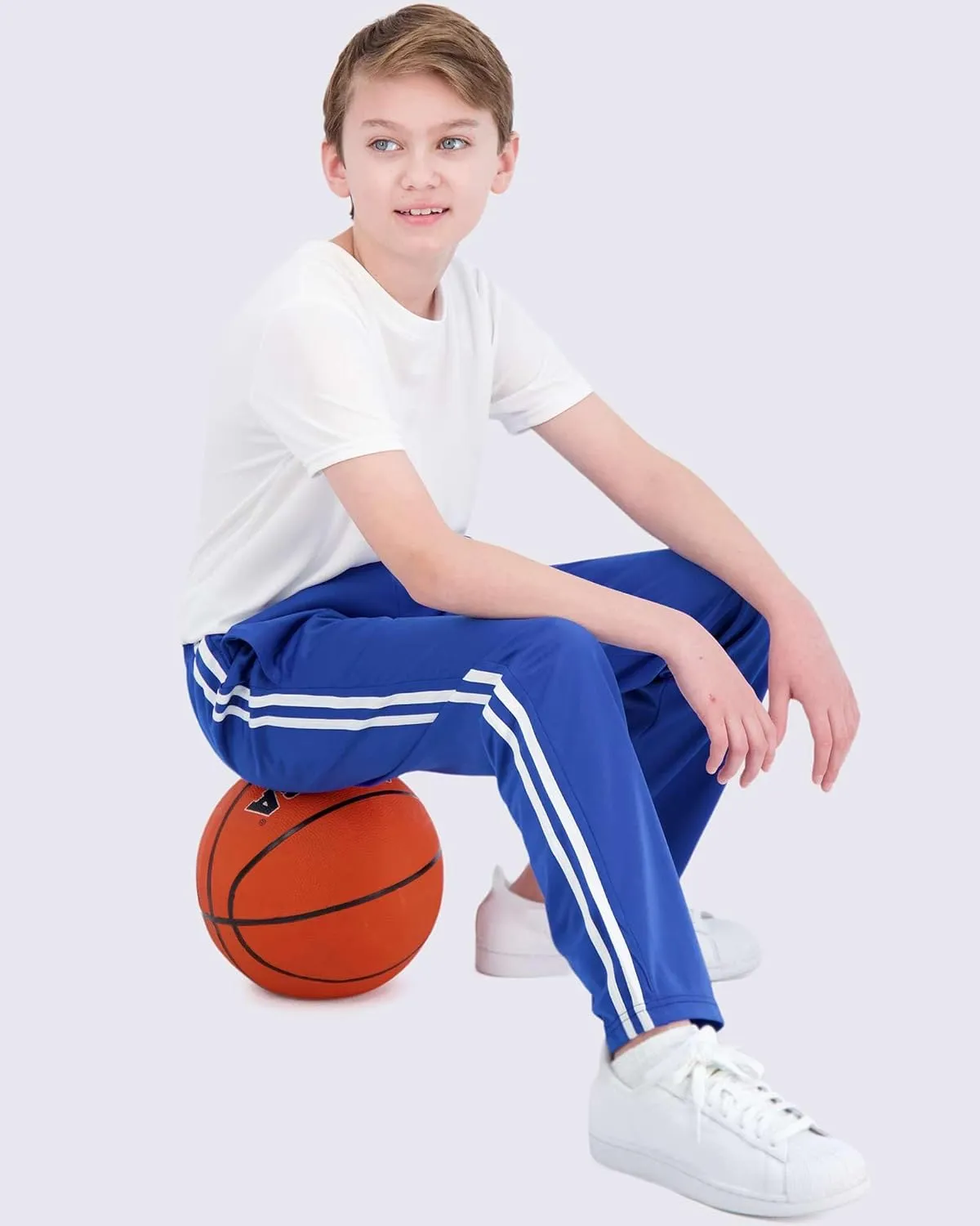 Real Essentials 3 Pack: Boys' Tricot Open Bottom Fleece-Lined Sweatpants with Pockets
