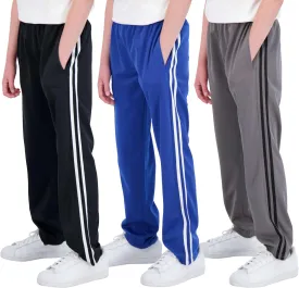Real Essentials 3 Pack: Boys' Tricot Open Bottom Fleece-Lined Sweatpants with Pockets