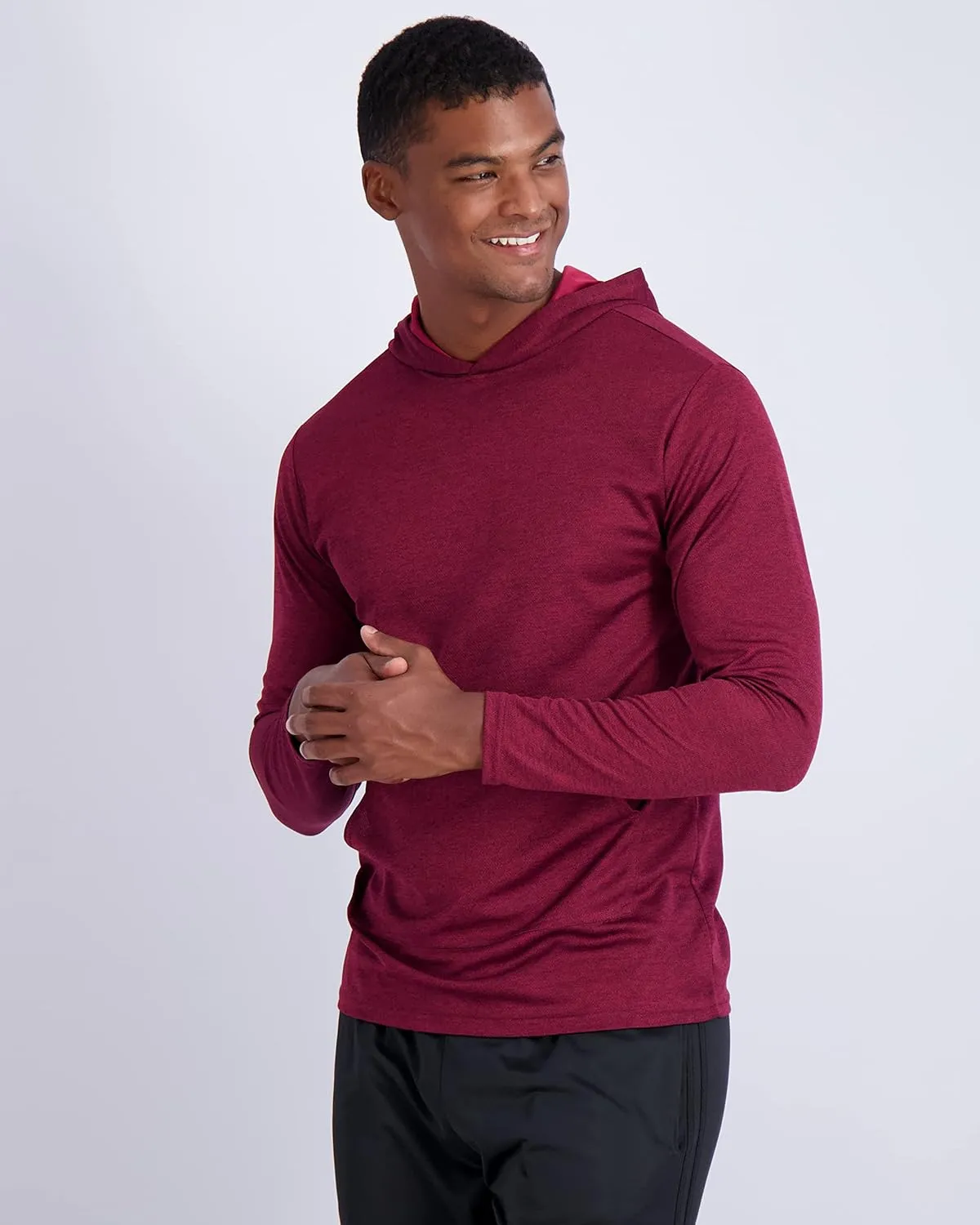 Real Essentials 3 Pack: Men's Mesh Long Sleeve Athletic Pullover Hoodie Sweatshirt Pockets UPF 50  (Available in Big & Tall)
