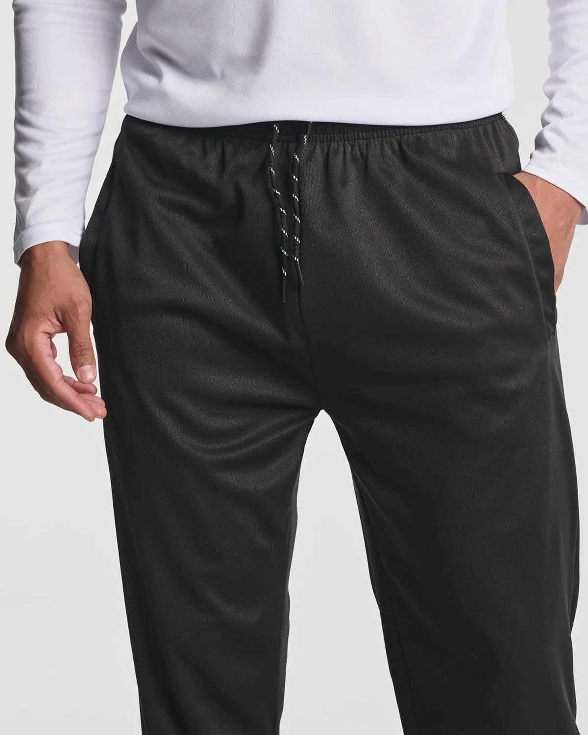 Real Essentials 3 Pack: Men's Tech Mesh Active Athletic Casual Jogger Sweatpants with Pockets(Available in Big & Tall)