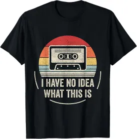 Retro Cassette Kids Funny T-Shirt, Classic Fit, Short Sleeve, Black